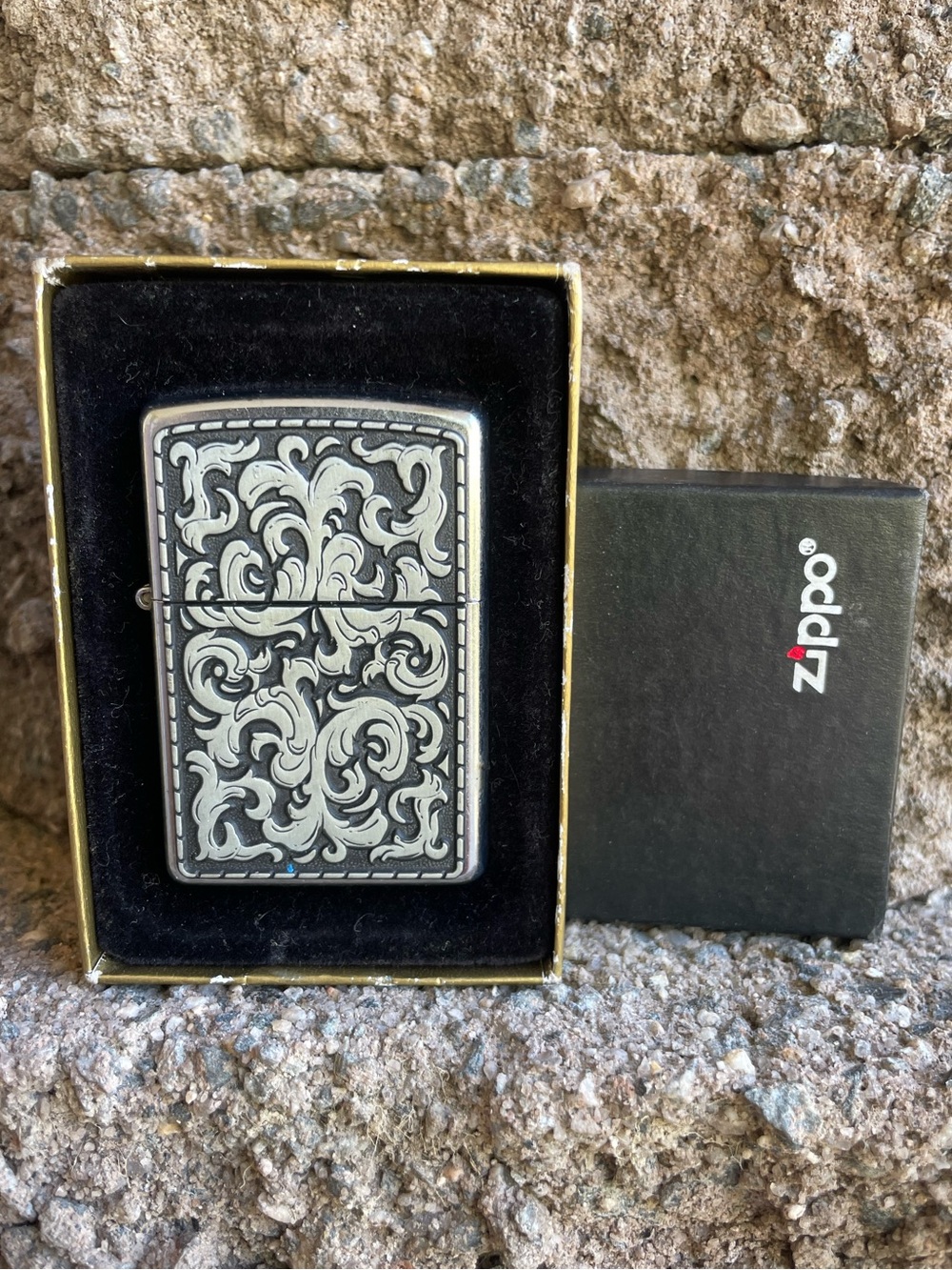 Vintage Zippo’s Marlboro "Storming Scroll" (or "Silver Storm") Lighter